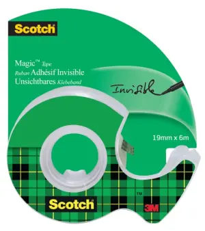 Scotch Cinta Adhesiva Invisible 19mm x 6m con Dispensador - Color Transparente