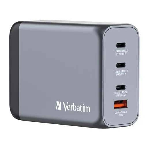 Verbatim Gnc-200 Cargador Pared Gan 200W Usb-A 3.0 Y 3Xusb-C 3.0