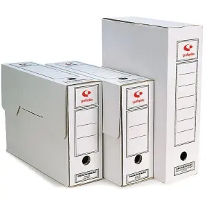 Grafoplás Caja Archivo Definitivo Folio Cartón FSC Blanco Pack 10 Unidades