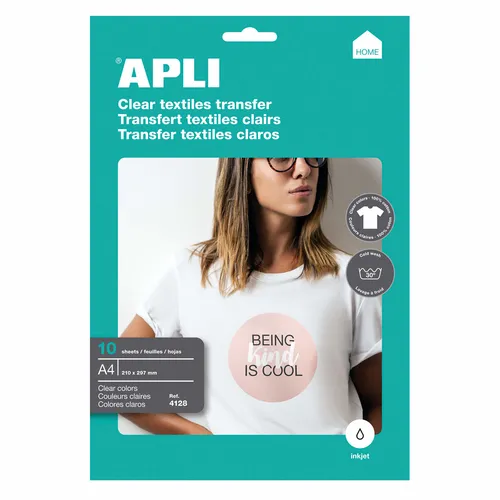 Apli Papel Transfer A4 Para Prendas Blancas Inkjet Paquete 10 Hojas