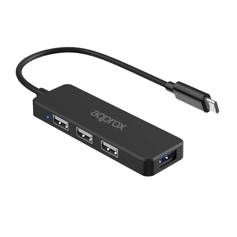 approx! Hub USB Tipo-C 3 Puertos USB 2.0 + 1 Puerto USB 3.0