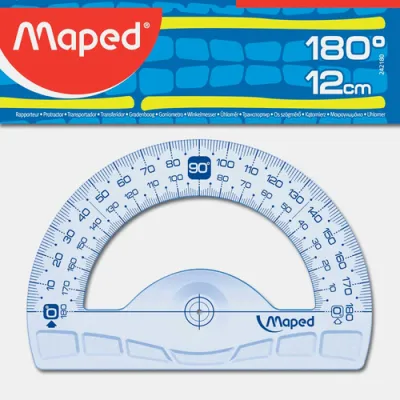 Maped Transportador Geométrico 180º con Base de 12 cm