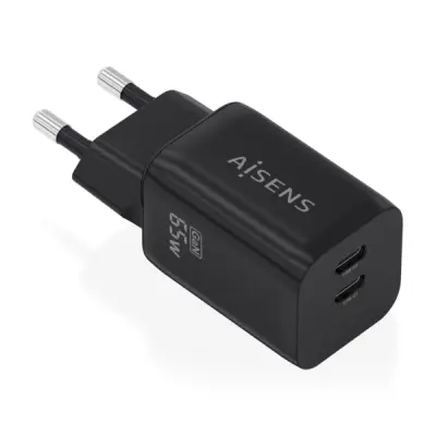 Aisens Cargador Gan 65W - 2xUSB-C PD3.0 QC4.0 - Negro