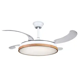 Muvip Ventilador de Techo Retráctil 30W con Luz LED 6000K y Temporizador