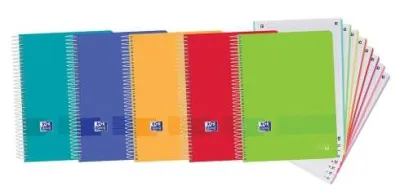 Oxford Cuadernos Espiral A4+ Cuadriculado 5x5mm Pack de 5 - 160 Hojas Microperforadas