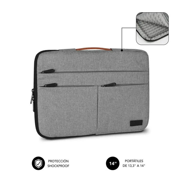 Subblim Funda Air Padding 360 para Portátil de 13.3" a 14", Color Gris Claro
