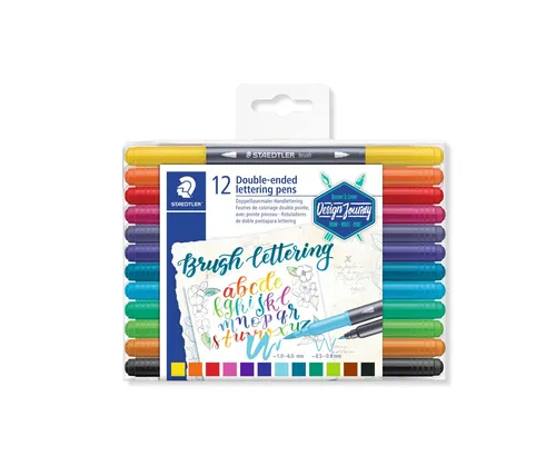 Staedtler Rotuladores Brush Lettering Doble Punta Fina/Pincel Estuche 12 Ud