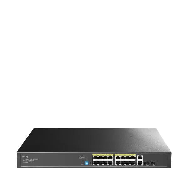 Cudy Switch 20 Puertos 40Gbps, 16x RJ45 PoE+, 2x RJ45 GbE, 2x Gigabit SFP, Negro
