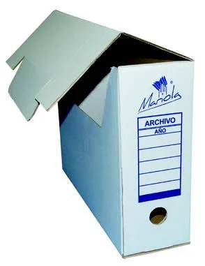 Mariola Caja de Archivo Definitivo Tamaño Folio Prolongado 27,5x12x39cm Blanco y Azul
