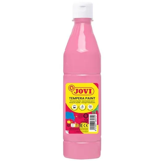 Jovi Tempera Paint 500ml Rosa - Base Agua, Alto Poder Cubriente, Secado Rápido