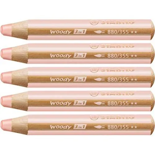 Stabilo Lápices De Colores Woody 3 En 1 Albaricoque Estuche 5 Ud