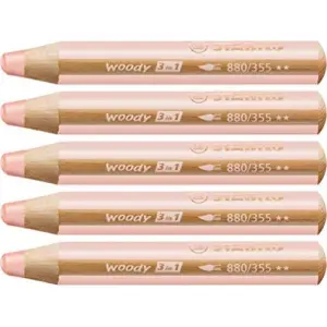 Stabilo Lápices De Colores Woody 3 En 1 Albaricoque Estuche 5 Unidades