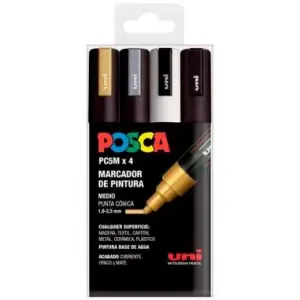 POSCA Marcador PC-5M/4C No Permanente 1.8MM-2.5MM Colores Surtidos Estuche 4U