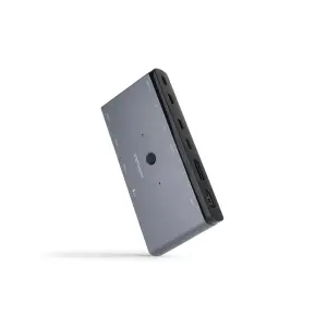 Nanocable Conmutador KVM 1U-2PC HDMI 8K@60Hz, DisplayPort 8K@60Hz, 2xUSB-C, 3xUSB-A, 2xPD 100W, Audio - Gris