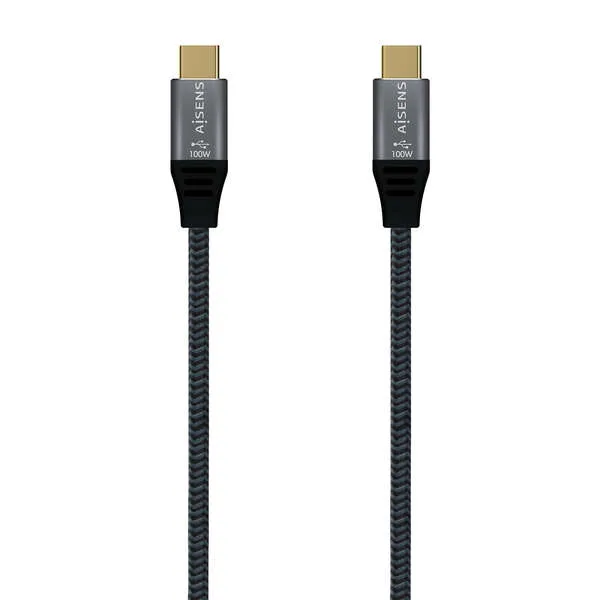 Aisens Cable Usb 2.0 Aluminio 5A 100W E-Mark - Usb-C/M-Usb-C/M - 2.0M - Color Gris