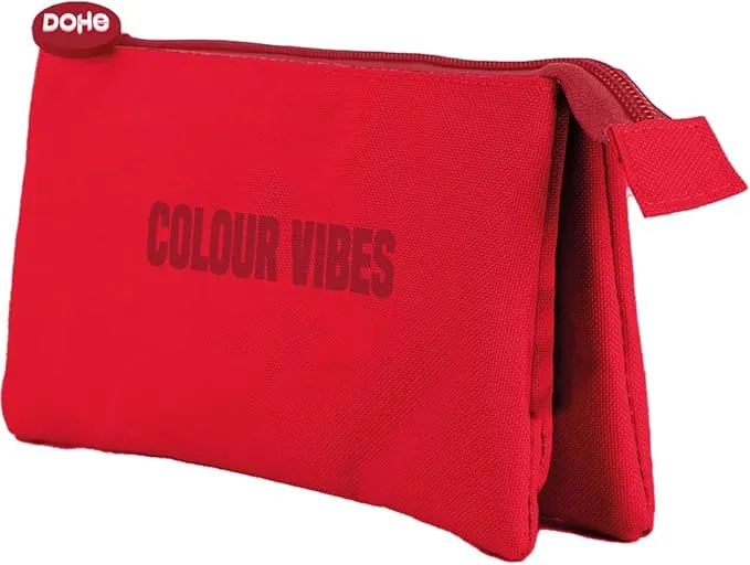 Dohe Colour Vibes Portatodo Triple - Cierre Doble Con Cremallera Y Tirador De Goma - Color Rojo