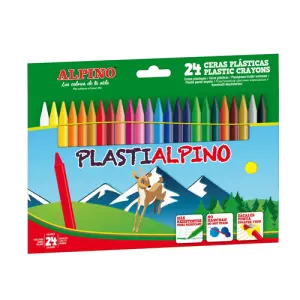 Alpino Ceras Plásticas Plastialpino 115mm Estuche de 24 Surtidos No Manchan