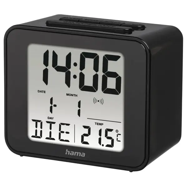 Hama Cube Radio Reloj Despertador Digital con Termómetro y Alarma Repetitiva, Negro