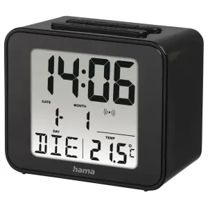 Hama Cube Radio Reloj Despertador Digital con Termómetro y Alarma Repetitiva, Negro