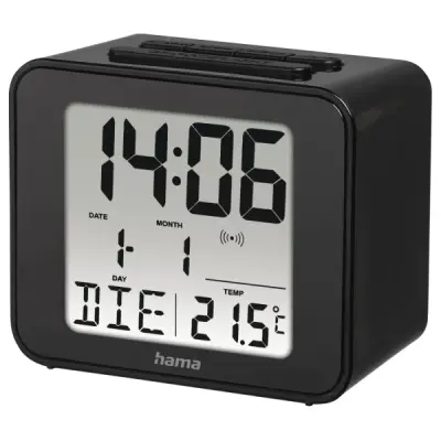 Hama Cube Radio Reloj Despertador Digital con Termómetro y Alarma Repetitiva, Negro