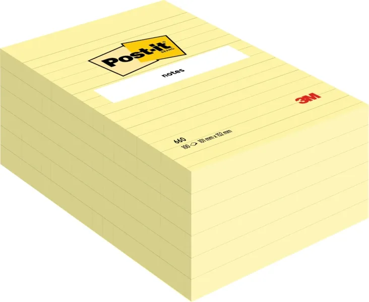 Post-it Pack de 6 Blocs de 100 Notas Adhesivas Reposicionables 101x152mm Amarillo Claro