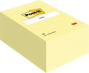 Post-it Pack de 6 Blocs de 100 Notas Adhesivas Reposicionables 101x152mm Amarillo Claro