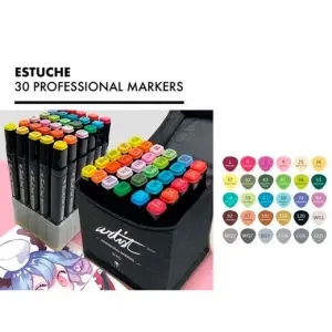 Alex Bog Rotuladores Luxury Canvas Artista Doble Punta Fina/Biselada Estuche 30 Ud