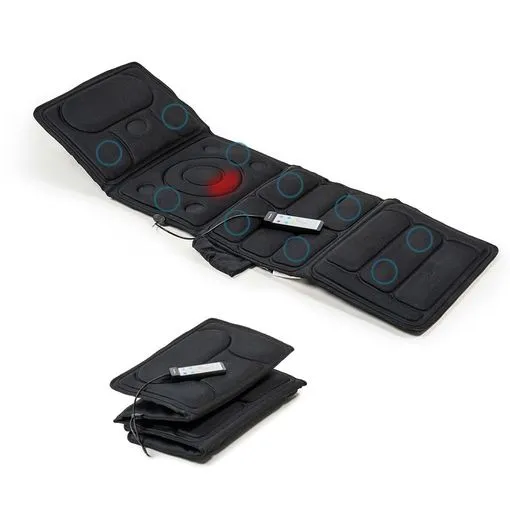 Innovagoods Vhemat Colchon De Masaje Por Vibracion - 10 Motores Vibratorios - Funcion Calor - 5 Modos - Plegable - Ergonomico - Soporta Hasta 150Kg - 156X54Cm - Color Negro
