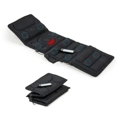 Innovagoods Vhemat Colchon de Masaje por Vibracion - 10 Motores Vibratorios - Funcion Calor - 5 Modos - Plegable - Ergonomico - Soporta hasta 150kg - 156x54cm - Color Negro