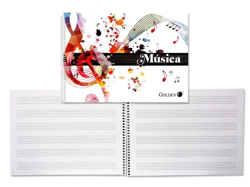 Golden Cuaderno De Musica Con 20 Hojas - Interlineado De 3Mm - Papel De 100Gr