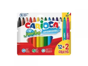 Carioca Rotuladores Jumbo Super Lavables Estuche 12+2 Unidades Gratis
