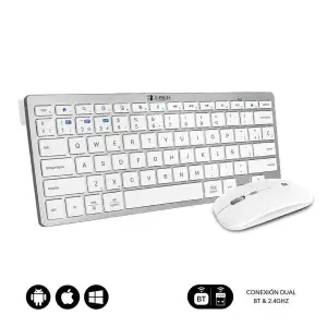 Subblim Combo Multidispositivo Compacto Inalámbrico - Teclado Español Blanco - Compatible con Windows, Android, iOS y macOS