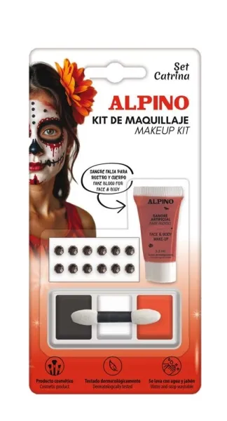 Alpino Set De Maquillaje Catrina - Lavable Con Agua Y Jabón - Colores Surtidos