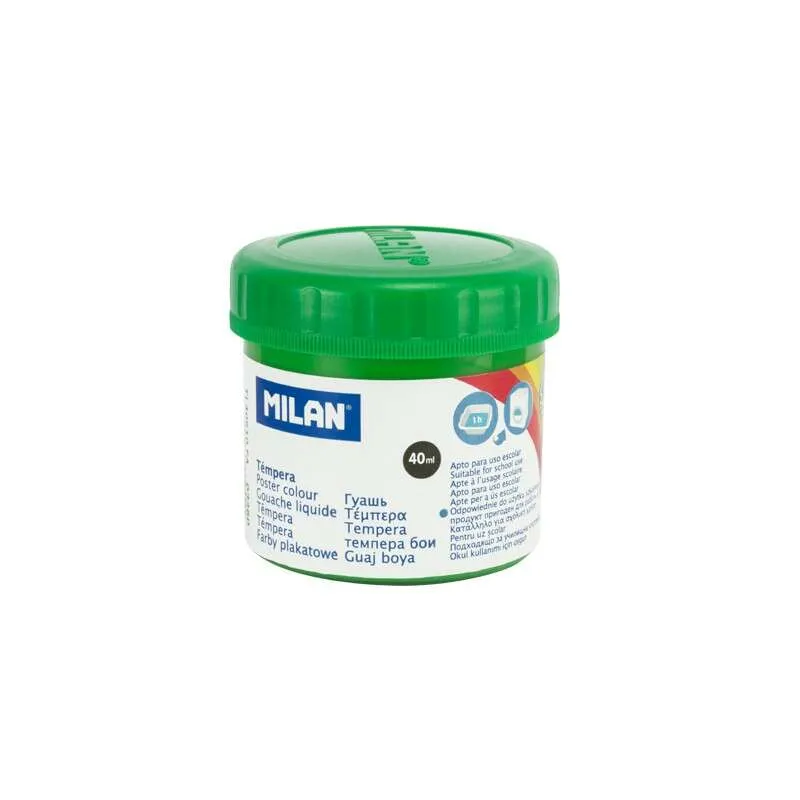 Milan Bote De Tempera 40Ml - Secado Rapido - Mezclable - Color Verde Claro