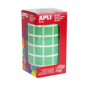 Apli Rollo de 2.832 Gomets Cuadrados 15 x 15mm Adhesivo Permanente Verde