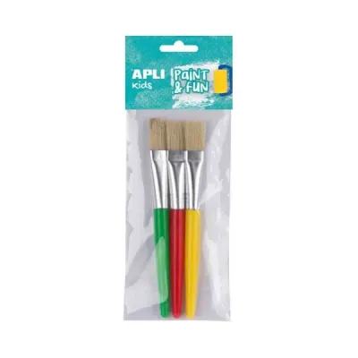 Apli Pack De 3 De Pinceles Jumbo Para Niños - Punta Plana - Cerdas Sinteticas - Ideal Para Desarrollo Creativo Y Didactico