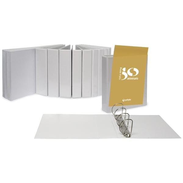 Grafoplás Carpeta Canguro Anillas Mixtas 4 X 40Mm A3 Apaisado Cubierta Forrada Pvc Blanco