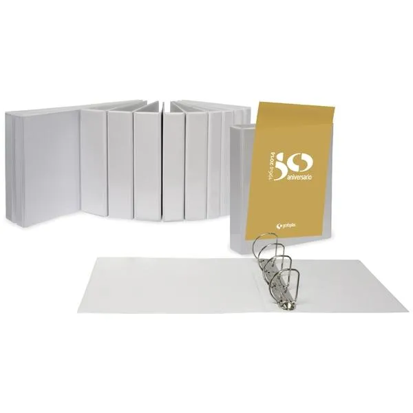 Grafoplás Carpeta Canguro Anillas Mixtas 4 X 40Mm A3 Apaisado Cubierta Forrada Pvc Blanco