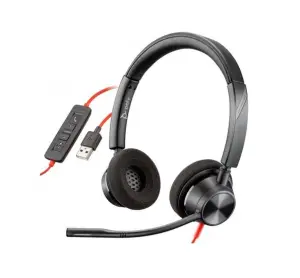 HP POLY AURICULARES BLACKWIRE C3320 DIADEMA ESTÉREO C/ MICRÓFONO CONTROL DE VOLUMEN CABLE USB NEGRO