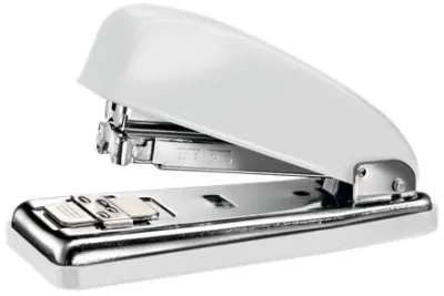 Petrus Grapadora Metálica 226 WOW + Caja de 200 Grapas - Hasta 30 Hojas - Color Blanco Metalizado