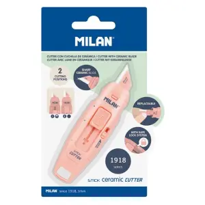 Milan Cutter de Hoja Cerámica Reemplazable con Protector y Bloqueo de Seguridad - Color Rosa