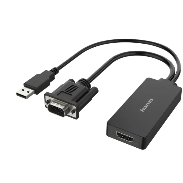 Hama Adaptador de Video VGA y USB-A Macho a HDMI Hembra - Negro
