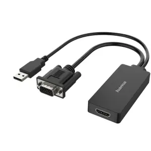 Hama Adaptador de Video VGA y USB-A Macho a HDMI Hembra - Negro