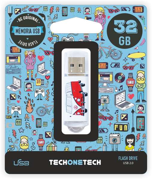 Techonetech Camper Van Van Memoria Usb 2.0 32Gb (Pendrive)