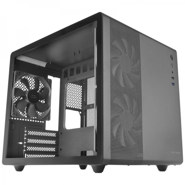 Mars Gaming Mc-Mpro Caja Mini Tower Micro Atx, Mini-Itx - Lateral Cristal Templado - Tamaño Hdd 2.5", 3.5" - Usb-A 3.2, Usb-A 2.0 Y Audio - 3 Ventiladores 120Mm - Soporta Refrigeracion Liquida