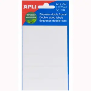 Apli Etiquetas Adhesivas Doble Frontal 20X75mm Escritura Manual C/Romos 10x5H Blancas