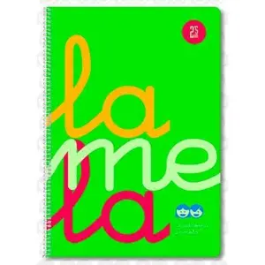 Lamela Cuaderno Espiral 80H Folio 90g Cuadrovía 5mm Con Margen Cubierta PP Verde Fluorescente