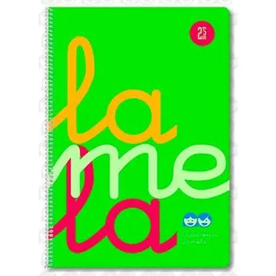Lamela Cuaderno Espiral 80H Folio 90g Cuadrovía 5mm Con Margen Cubierta PP Verde Fluorescente