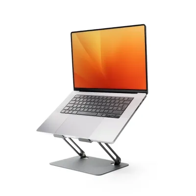 InnovaGoods Lastan Soporte Plegable para Portátil hasta 18" - Regulable en Altura y Ángulo Ajustable - Antideslizante - Gris