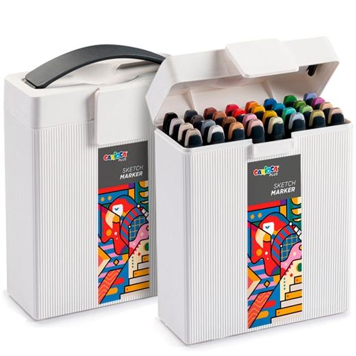 Carioca Plus Sketch Marker Doble Punta Cincel/Pincel Colores Surtidos Caja Premium 32 Ud